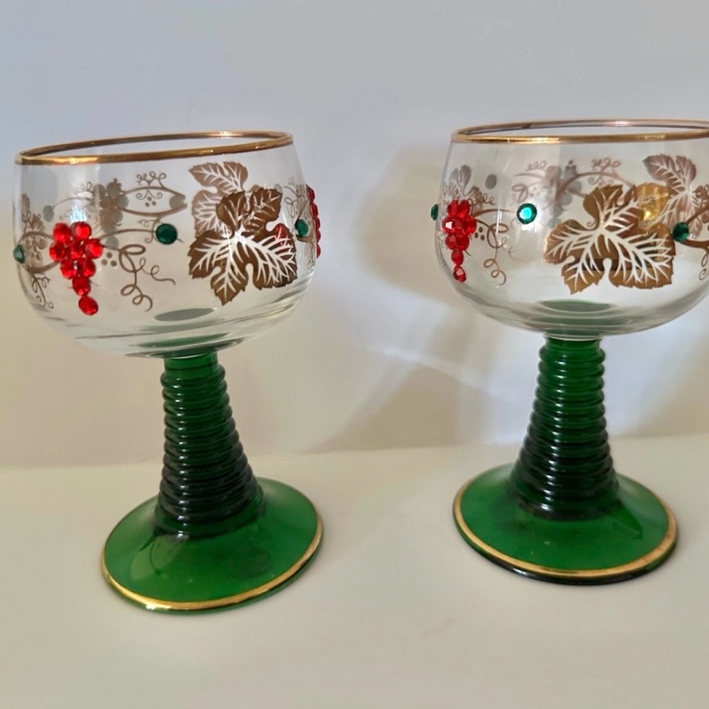 Bockling Roemer Stemmed Glasses with Gold and Red Accents (made in Germany)